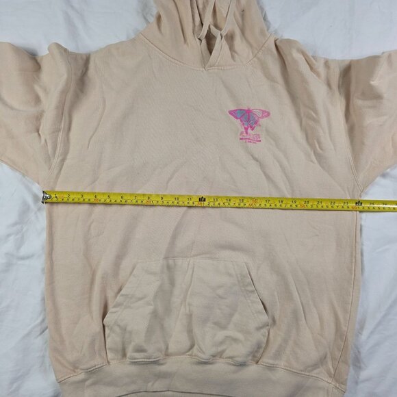 PacSun Free Soul Mens XL Beige Butterfly Graphic Hoodie Lightweight Casual Wear - Picture 5 of 8